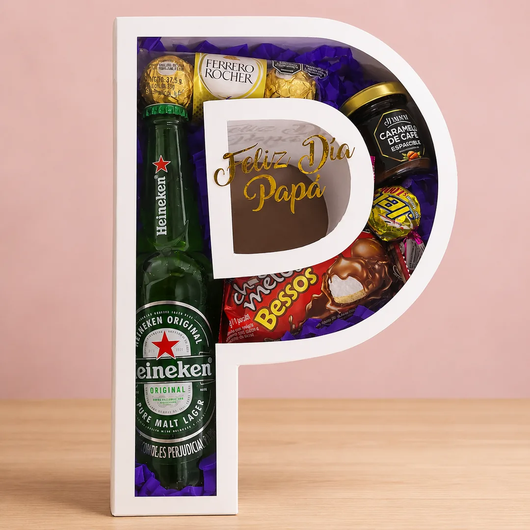 Letra P Cervecera Papá - Caja letra P cervecera Día del Padre